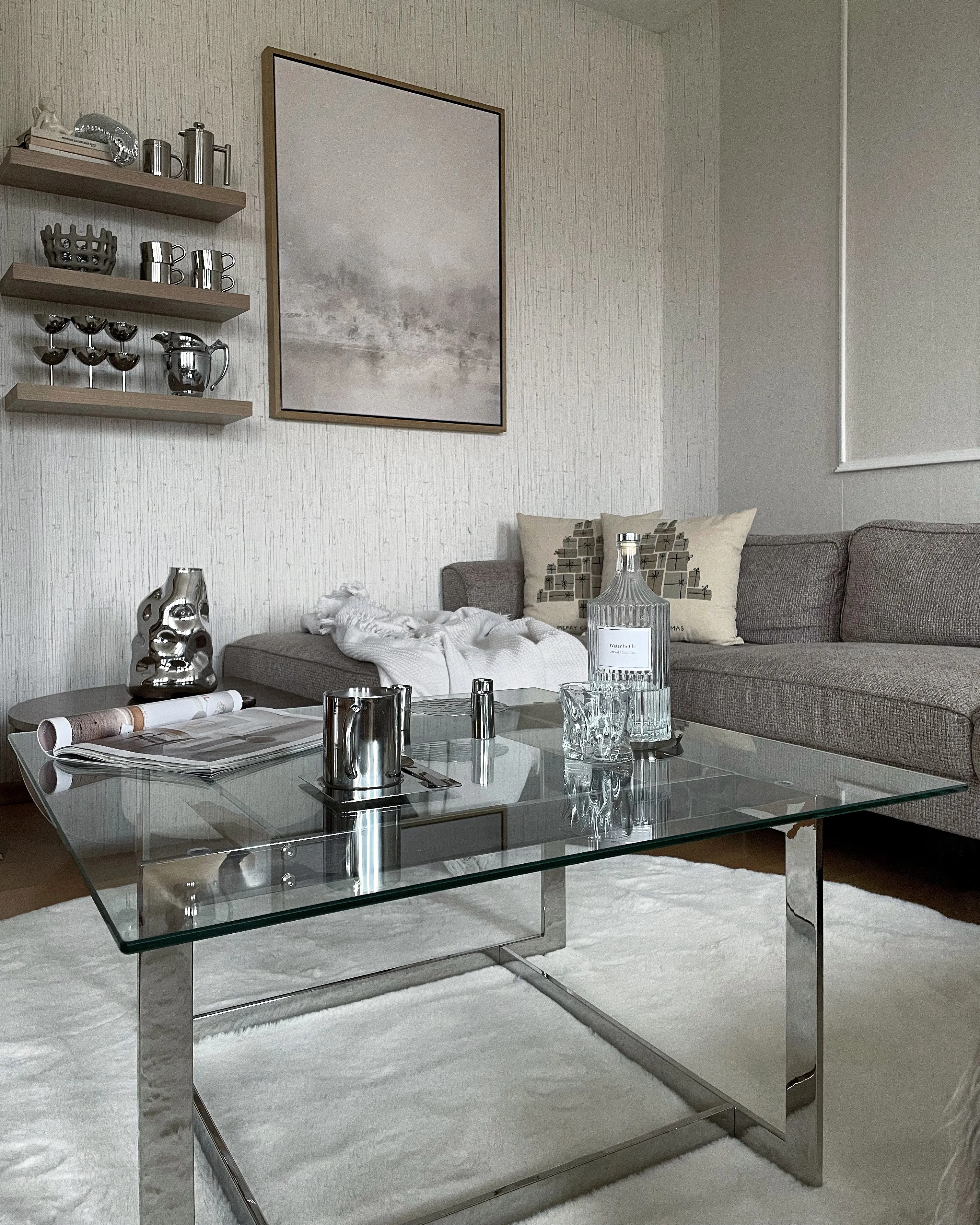 Salontafel CRYSTAL Veiligheidsglas Zilver