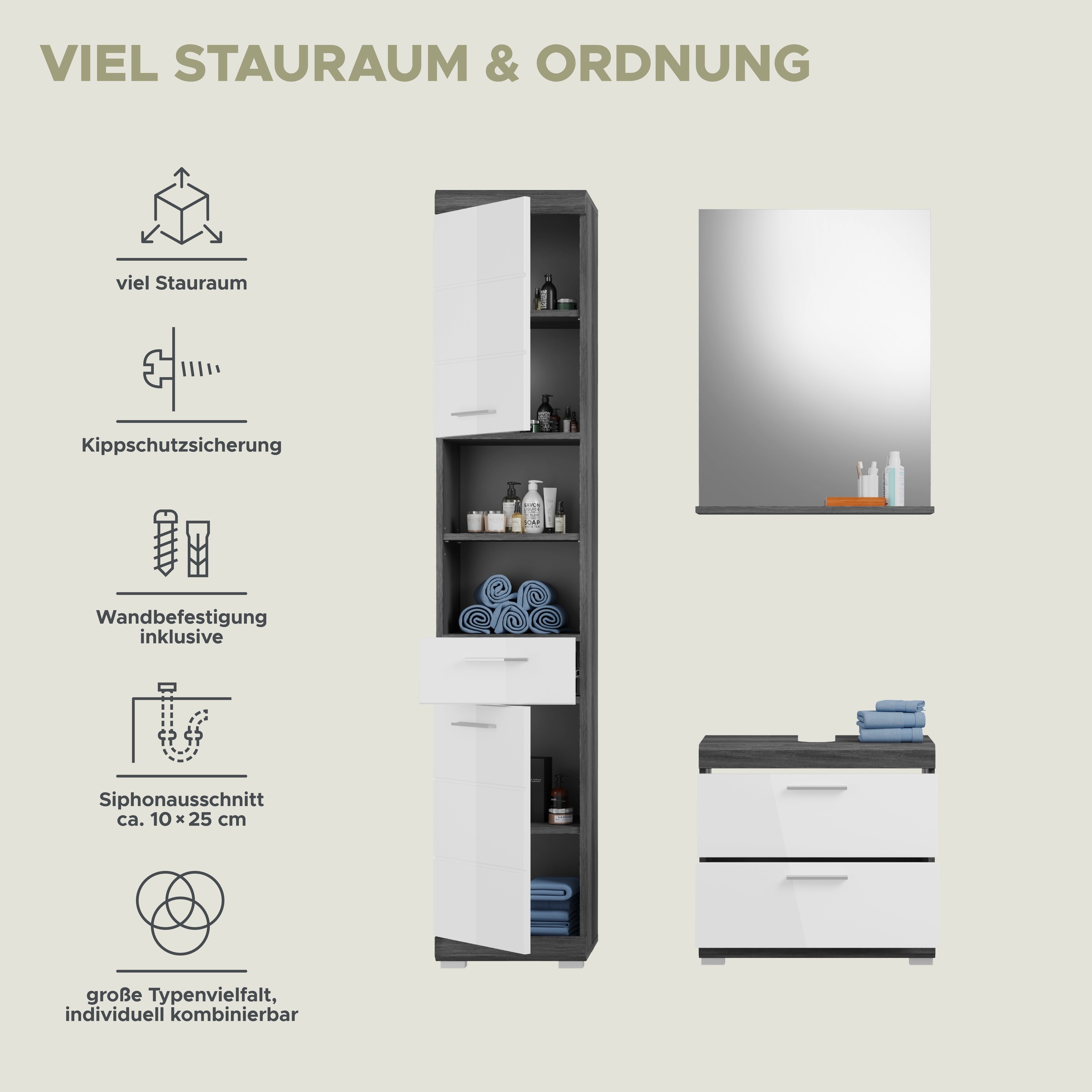INOSIGN Badmöbel-Set »Siena, 3 teilig, bestehend aus:« Set, TOPSELLER!, 3 Stk. tlg.