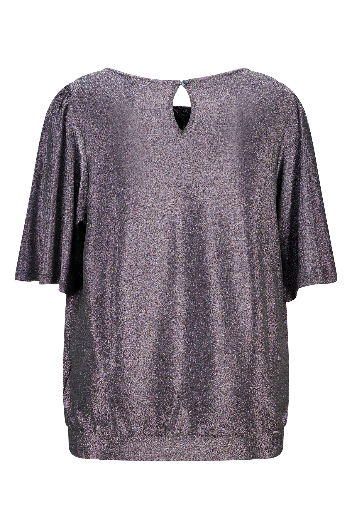 Top met flared mouwen en lurex silver