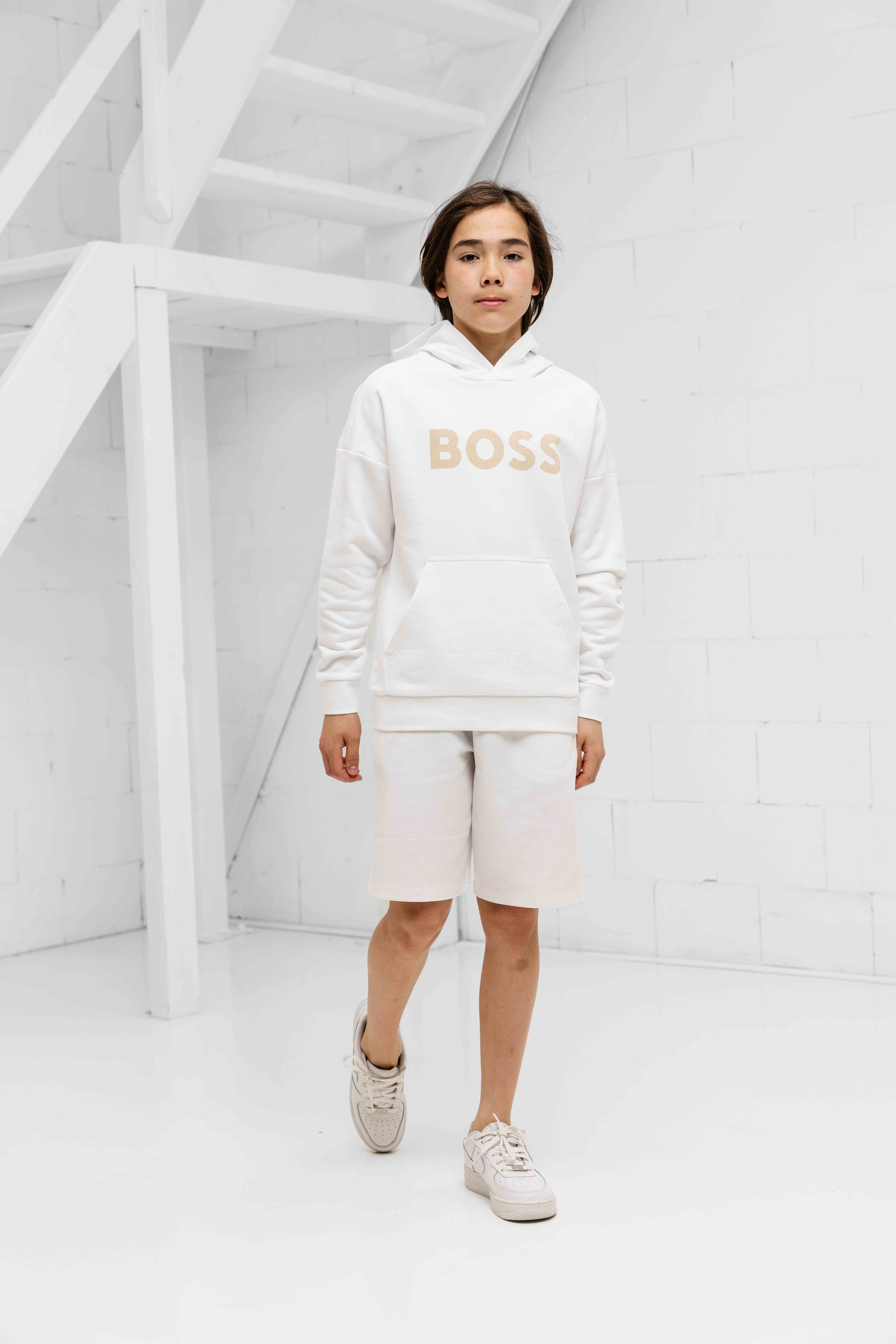 Hugo Boss Logo Hoodie Kids Wit
