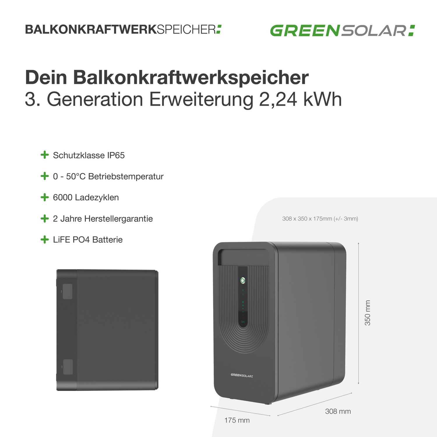 GREEN SOLAR Erweiterungsspeicher 2,24 kWh