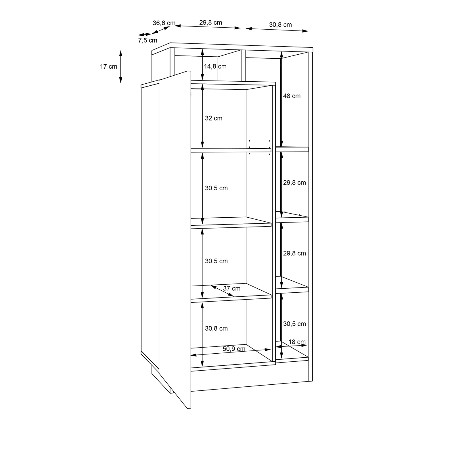 Highboard - grau-Artisan Eiche - 159 cm hoch