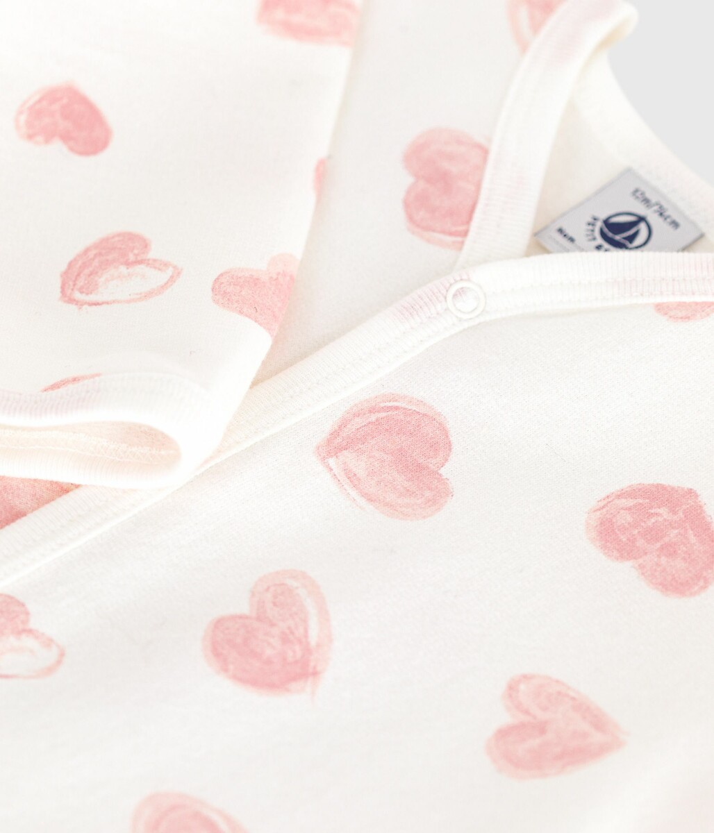 PETIT BATEAU<br>Pijama de bebê em fleece escovado com estampa de coração