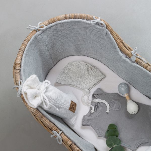Kidsmill Moses Wieg Naturel / Wit - Bekleding Grijs