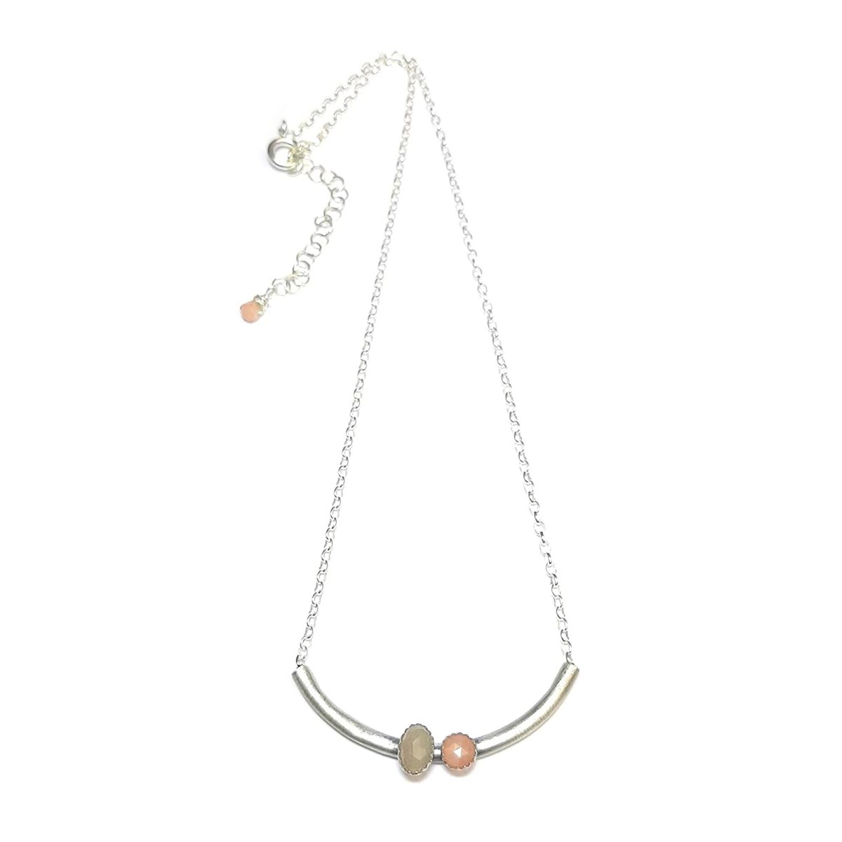 Collier Duo Pierre De Lune, Argent 925