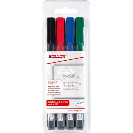 edding 361 Whiteboardmarker, 1mm, 4 Stück