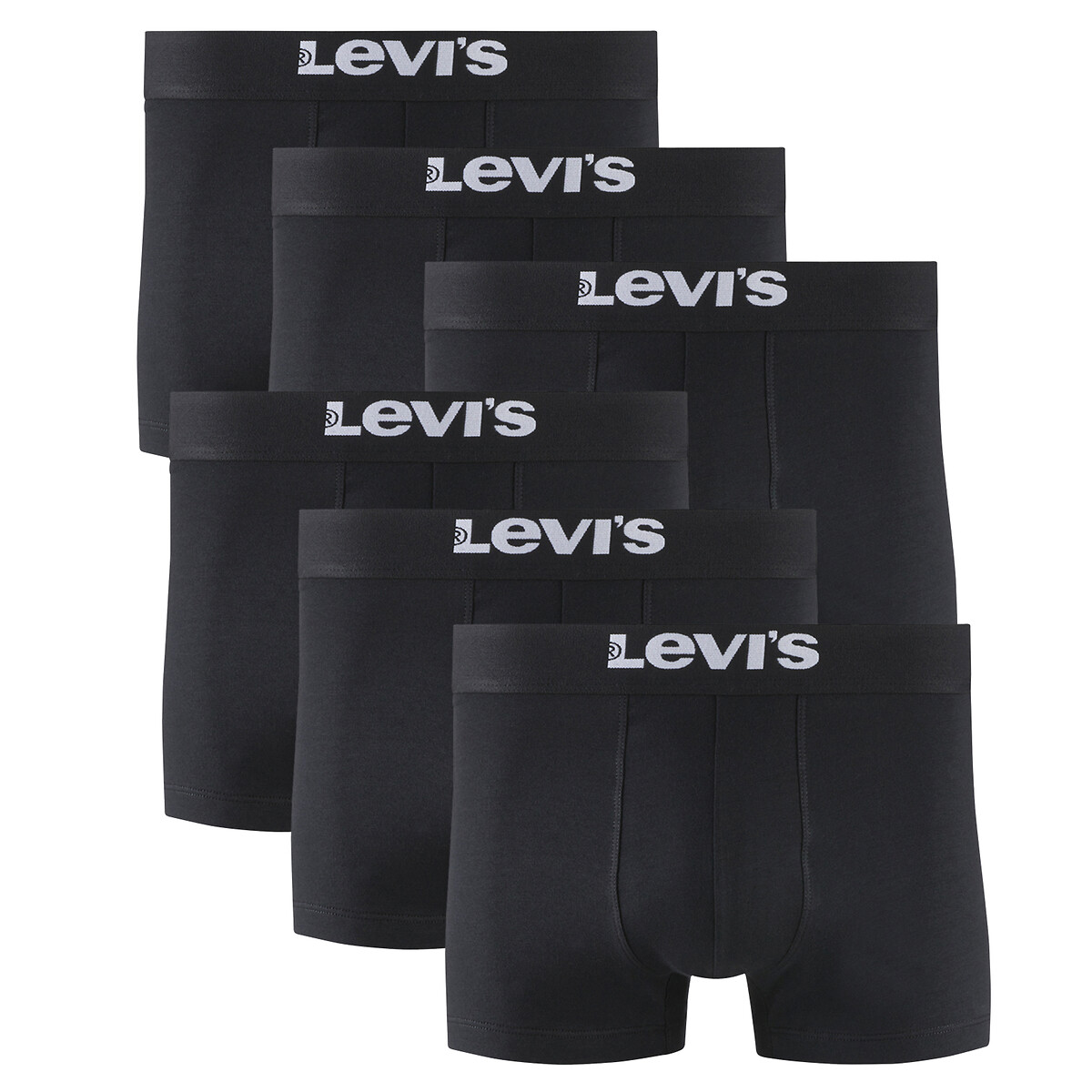 Conjunto de 6 cuecas boxer lisas de algodão da Levi's