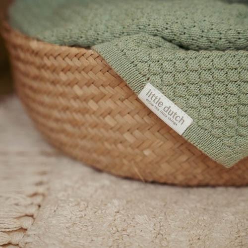 Wiegdeken gebreid Pure Sage kopen? | Little Dutch
