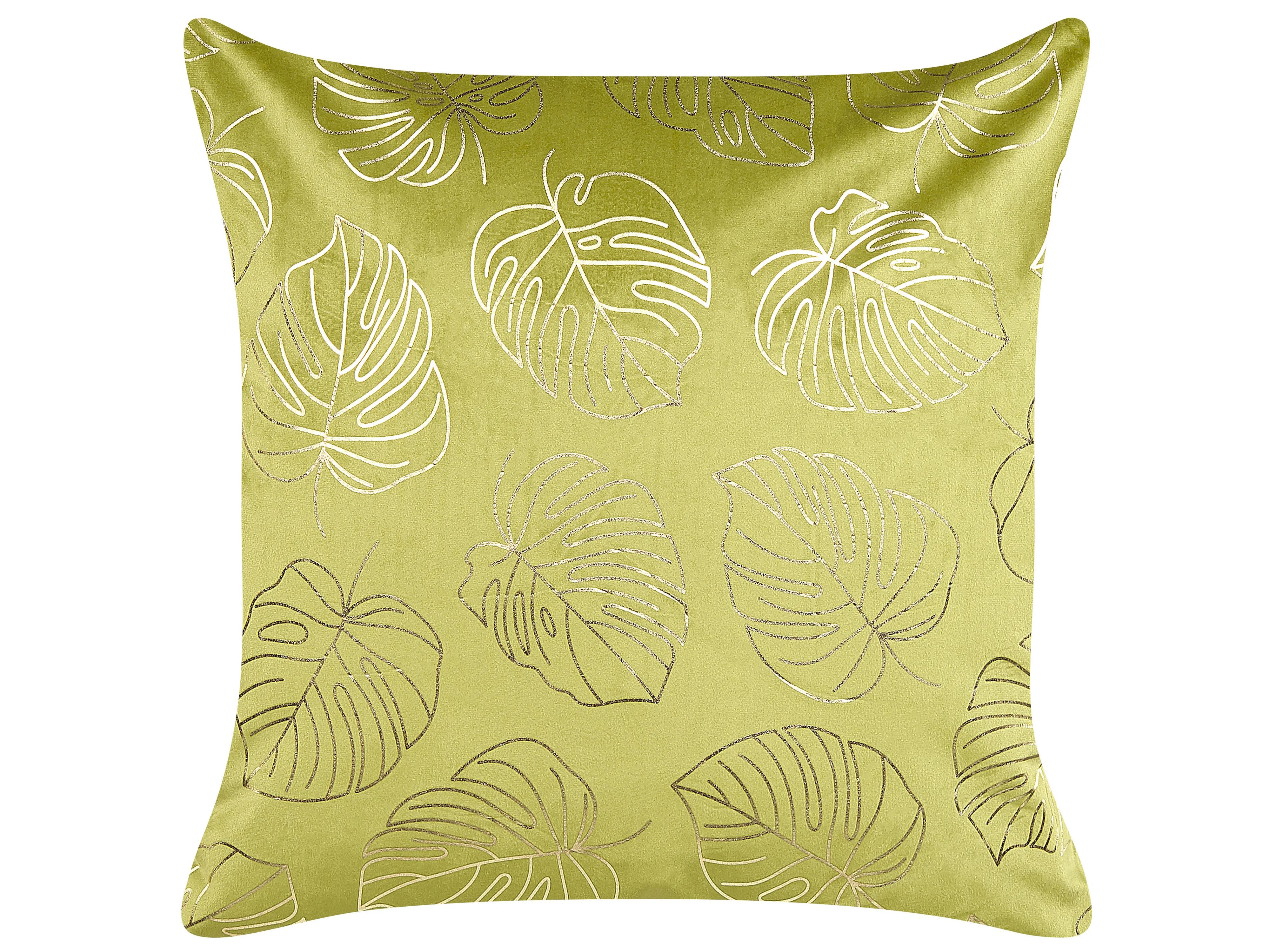 Set van 2 sierkussens DELICIOSA Fluweel 45 x 45 cm Lichtgroen bladpatroon