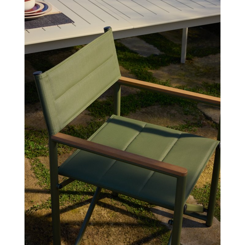 Chaise pliable d’extérieur Tisno en aluminium vert et textilène vert