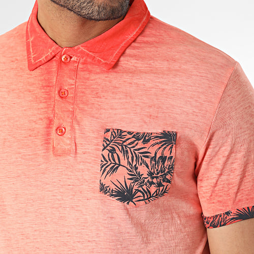 Polo Manches Courtes Panthere Orange Chiné Floral