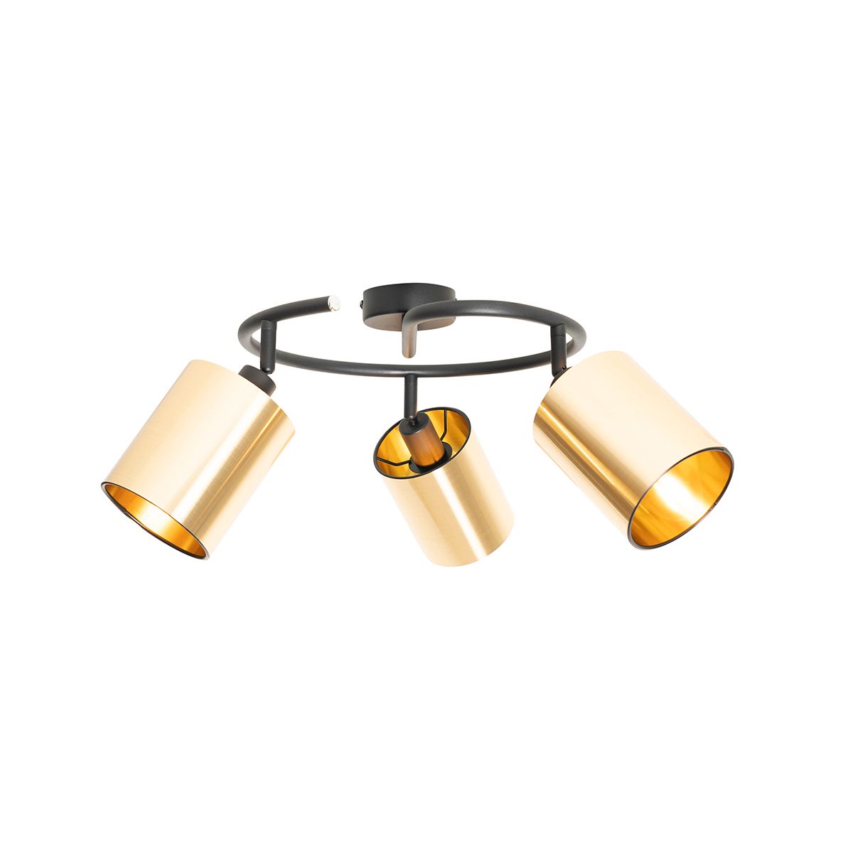 Moderne plafondlamp zwart en goud 3-lichts - Lofty