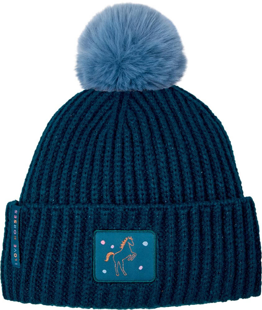 Mütze I LOVE HORSES, blau (one size)