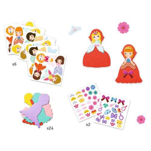Djeco knutselset creëren met stickers - prinsessen