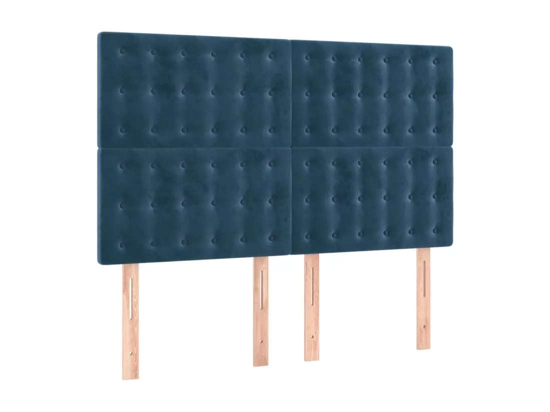 Sommier tapissier matelas et LED Bleu foncé 140x190 cm Velours