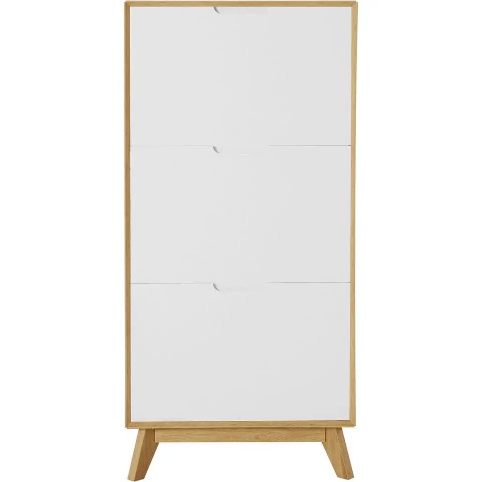 Ezra - Schoenenkast met 3 kleppen in eiken / witte spaanplaat