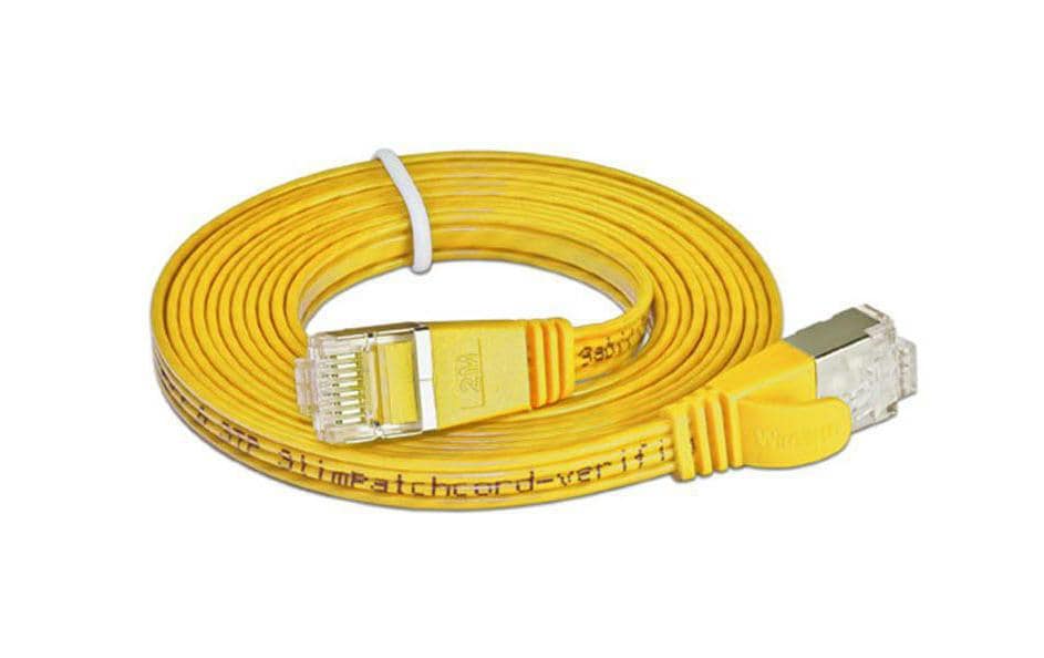Slimpatchkabel RJ-45 - RJ-45, Cat 6, STP, 3 m, GelbGeschirmtes Twisted-Pair-Kabel (STP) mit Klinkenschutz
