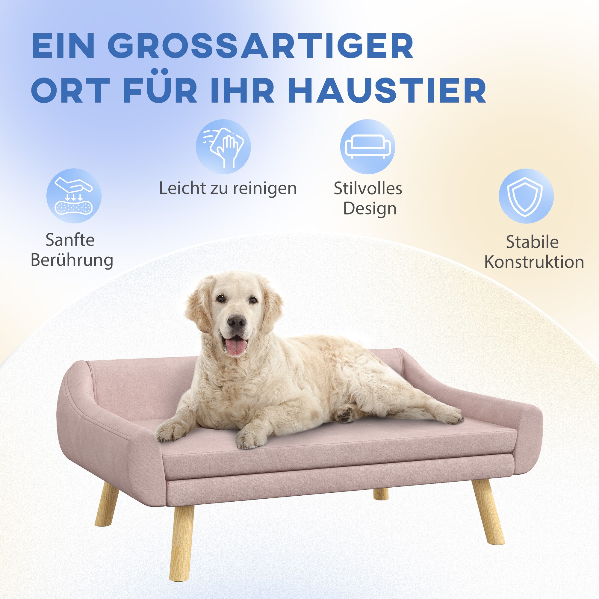 PawHut Hundesofa mit rutschfeste Füße grau 102L x 58,5B x 42,5H cm