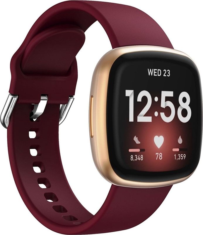 Fitbit - Versa 3 & 4 / Sense 1 & 2 - Siliconen Bandje - Wijnrood
