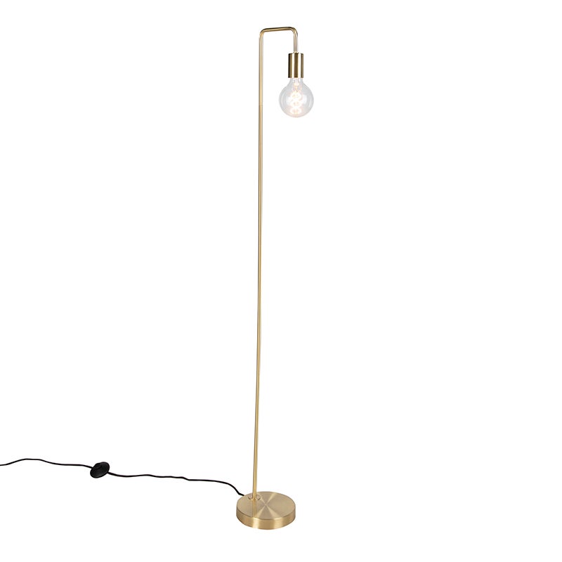 QAZQA - Moderne vloerlamp | Staande lamp | Vloerlamp | Lamp | Lamp van messing - Easy | Woonkamer | Slaapkamer - Staal, Langwerpig - LED-compatibel, E27