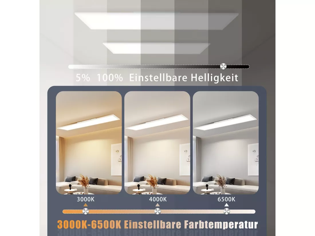 NETTLIFE Panneau LED 120x30 dimmable avec télécommande 40W noir