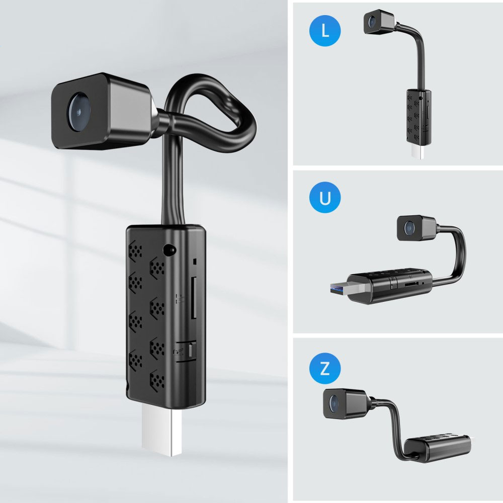 Mini USB Kamera Ultra HD 4K Überwachungskamera mit IR Nachtsichtfunktion und Bewegungserkennung   Micro SD Kartenslot - Schwarz