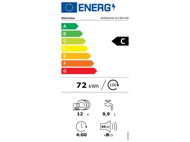 Electrolux Einbaugeschirrspüler GA55SLICN Integrierbar Geschirrspüler für bis zu 12 Massgedecke