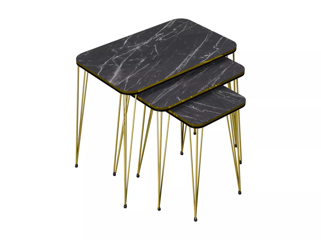 Set de 3 tables d'appoint Rudkøbing rectangulaires gigognes noir [en.casa]
