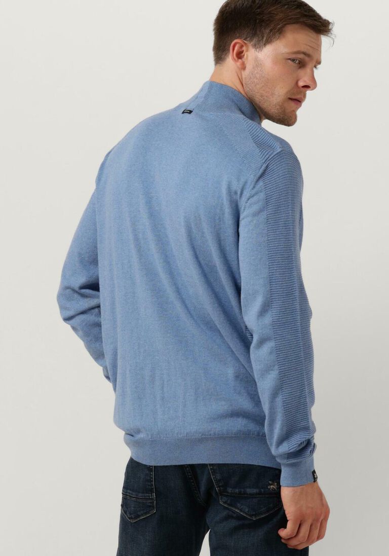 VANGUARD lichtblauwe vanguard trui halp zip collar cotton structure