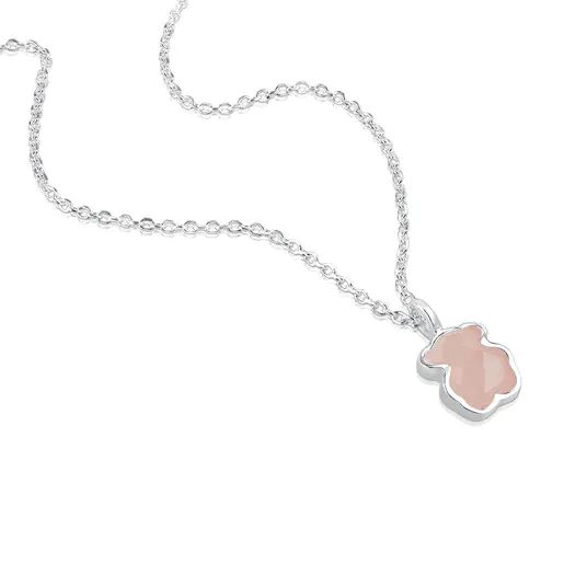 Colar TOUS em Prata Colorida e Quartzo Rosa Facetado