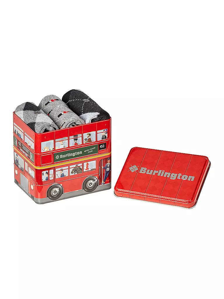 BURLINGTON Herren Socken 3-er Pkg. BRITISH BOX 40-46 sortiment hellgrau