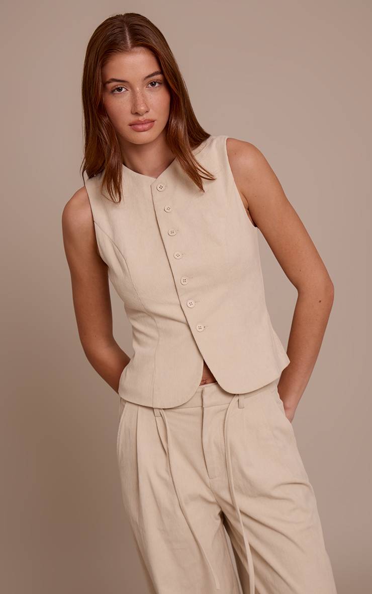 Sable Gilet Ajusté En Velours Côtelé