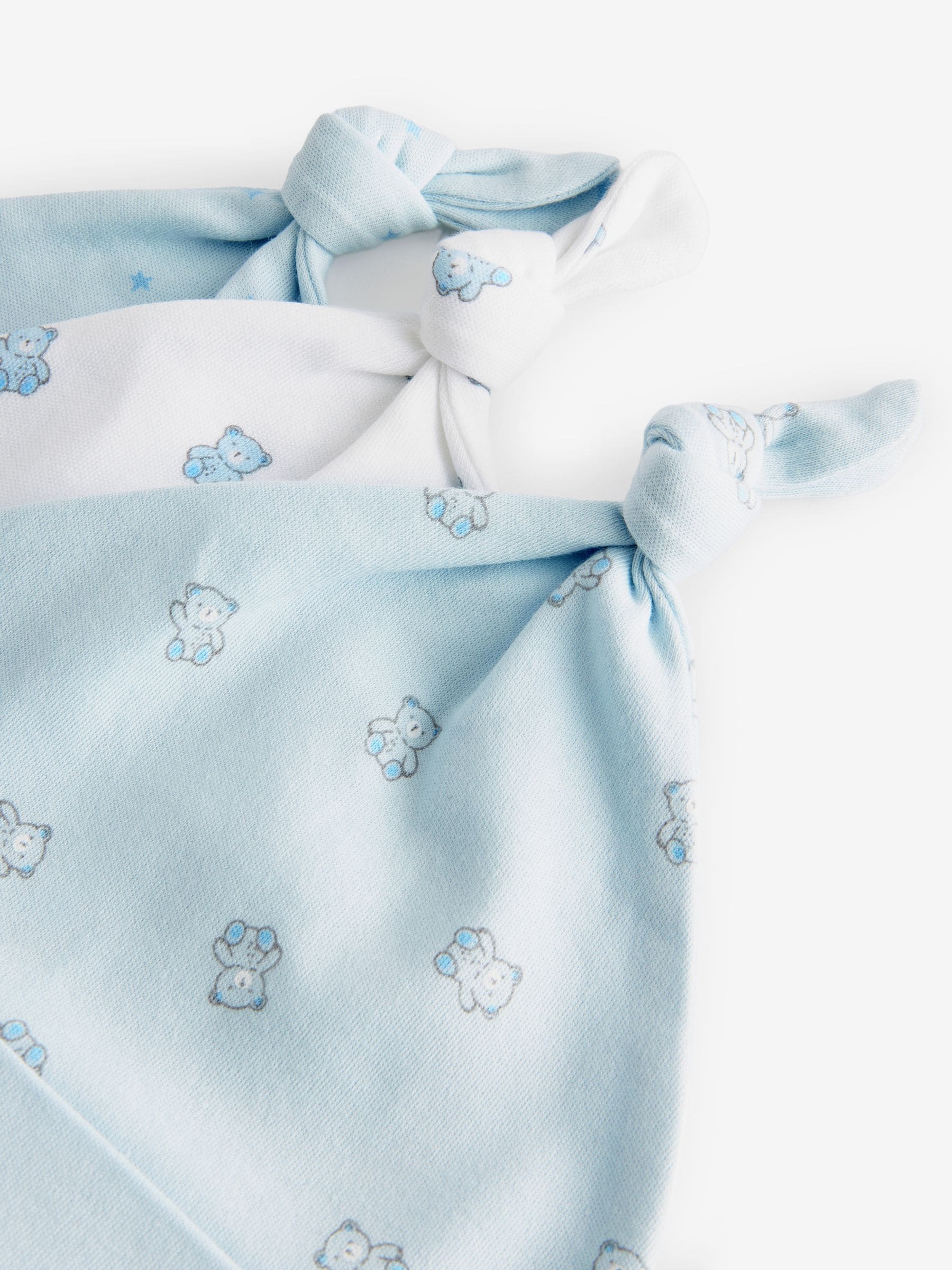 Blauw/wit met berenprint - Verpakking van 3 Baby Hoeden met Stropdas bovenkant van 100% katoen (0-12mnd)