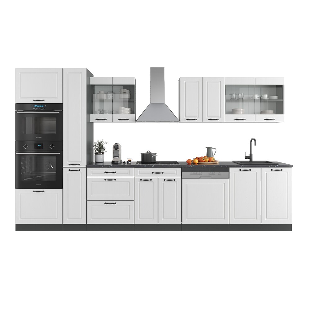 Vicco Küchenzeile Küchenblock Einbauküche R-Line 350 cm Landhaus Anthrazit Weiß Küche