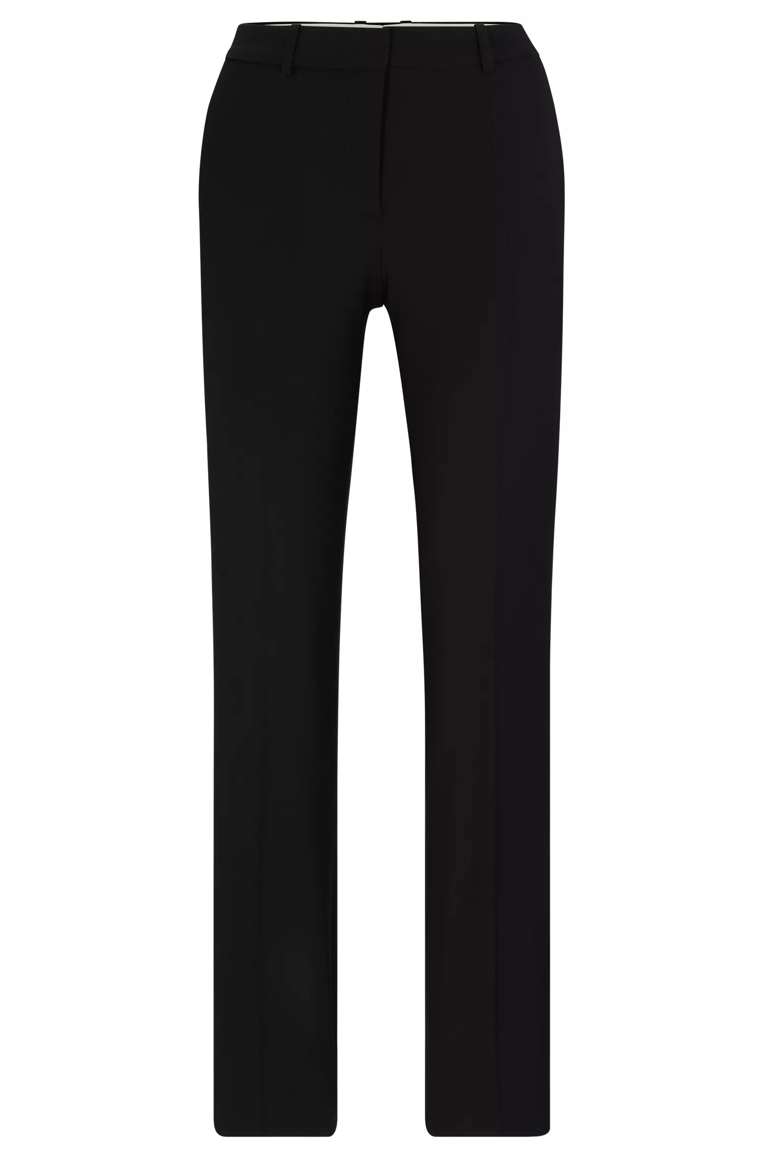 Calça BOSS preta de cintura alta e corte regular em lã virgem.