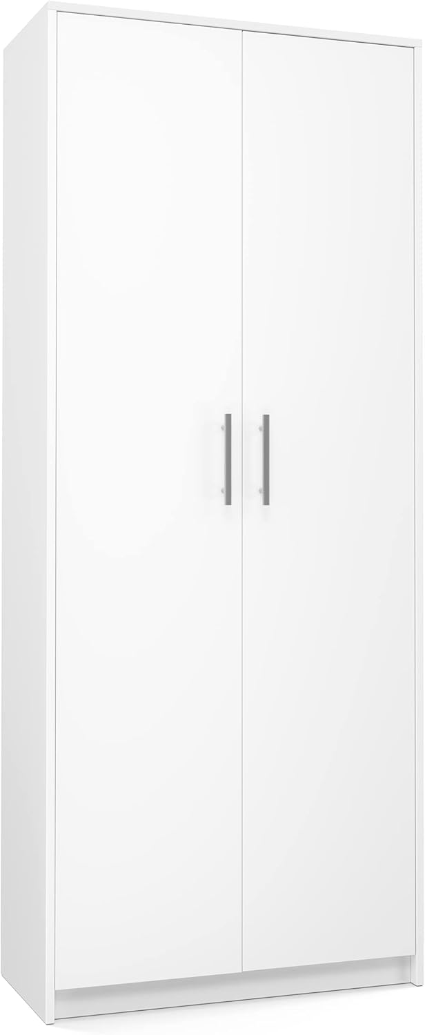 Home Collective Schrank Mehrzweckschrank weiß 74cm Breite 180cm Höhe mit sechs Einlegeböden und Extra-Fach, Aktenschrank Haushaltsschrank Organizer aus MDF Holz