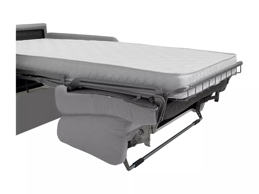 Fauteuil convertible express en tissu gris clair - Couchage lattes larges 100 cm - NADOA