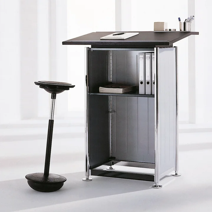 Wilkhahn - Stitz Hocker, Leder schwarz / schwarz