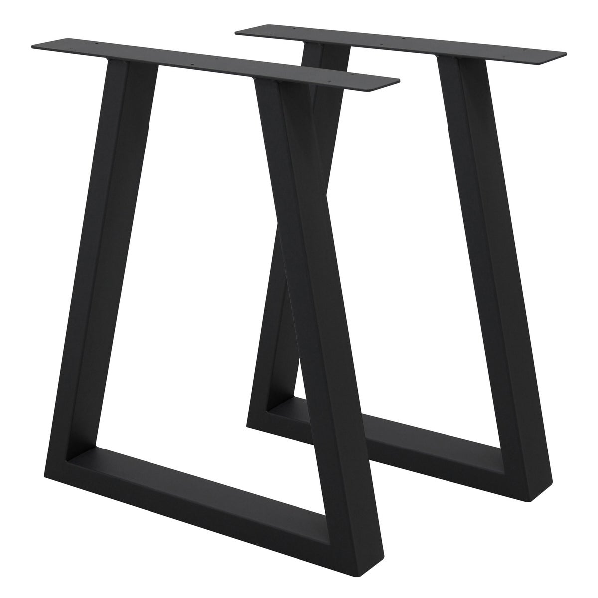 ECD Germany 2x Tafelpoten Trapeziumvormig Design, 60 x 72 cm, Zwart, van gepoedercoat staal, industrieel design, metalen tafellopers, tafelvoet, tafelframe, meubelpoten, voor eettafel, bureau