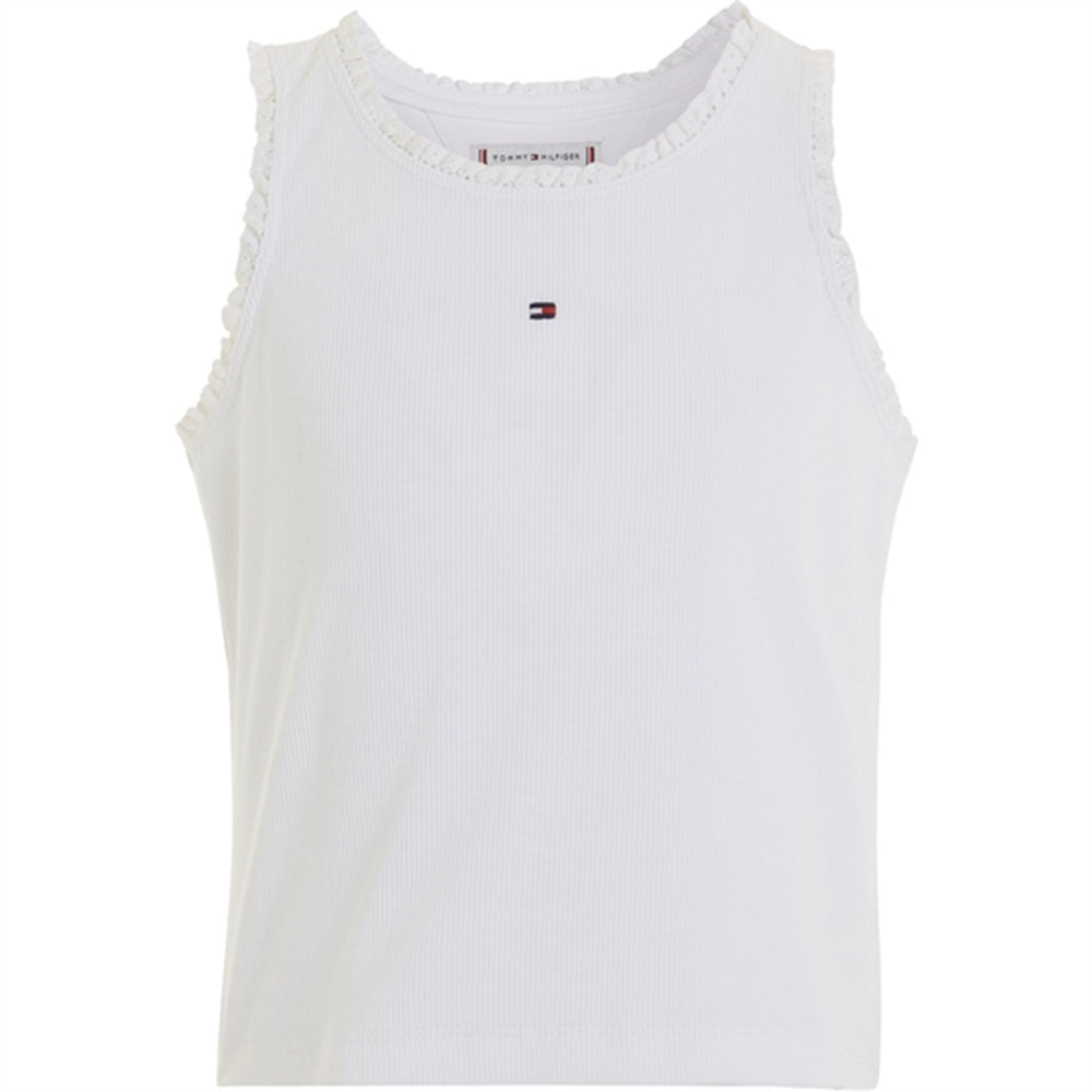 Køb Tommy Hilfiger Essential Rib Lace Tank Top White