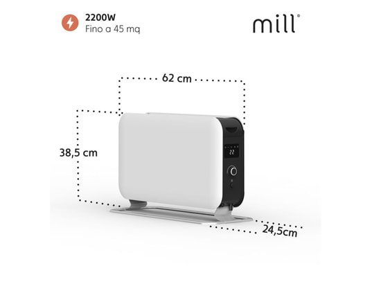 MILL - Convecteur portable blanc 2000w proheat ltd co2200ledmax