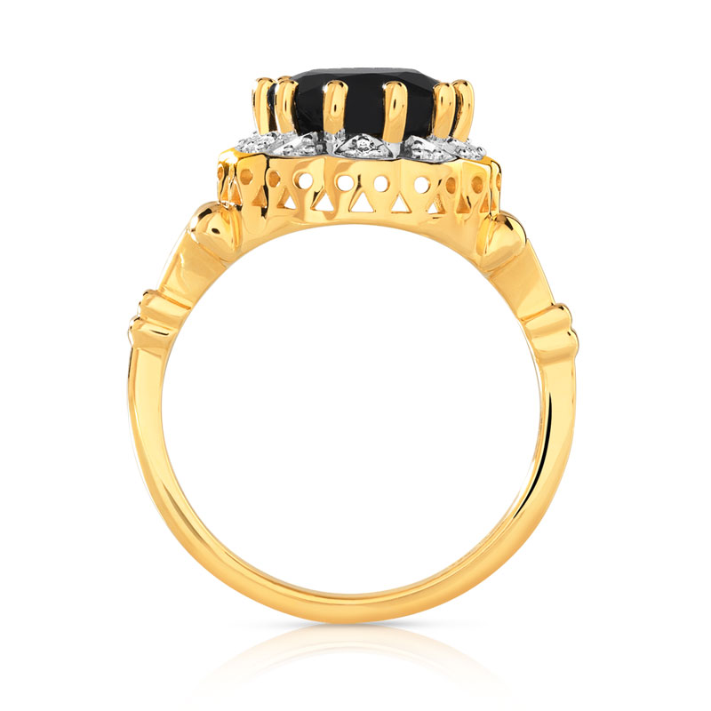 Bague or 750 2 tons saphir ovale et diamants