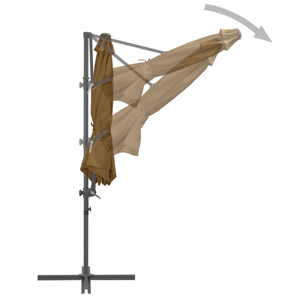 Parasol avec base portable 3 x 3 m taupe