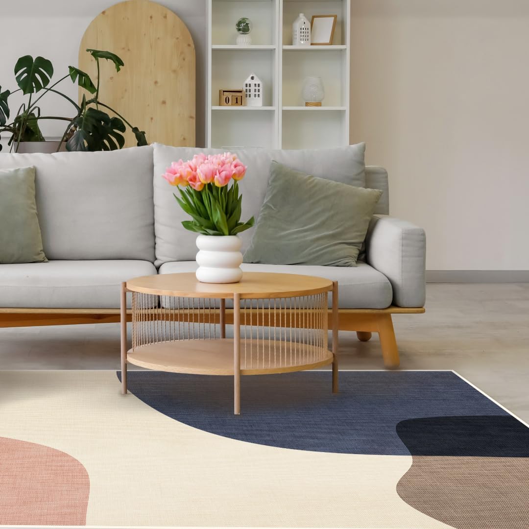 Teppana Waschbarer Teppich Modern - Ban - Aquarell - Fleckenabweisend - Familien- & Haustierfreundlich - Maschinenwaschbar - rutschfest - 140 x 200 cm