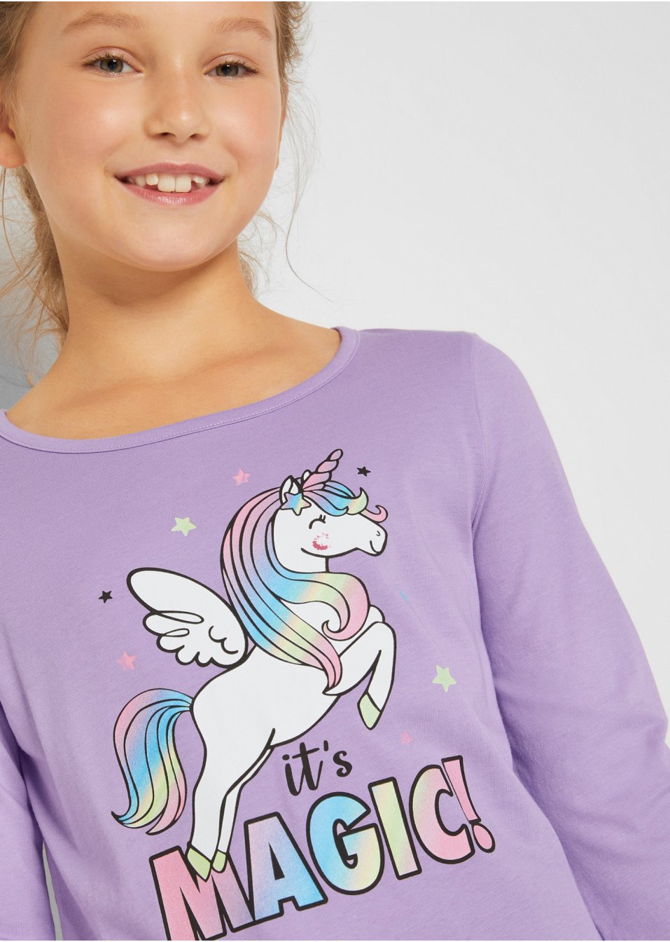 Lot de 2 T-shirts manches longues fille coton
