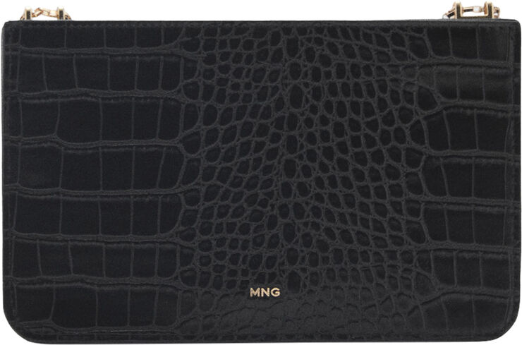 MANGO Croco leather effect chain card hol Black