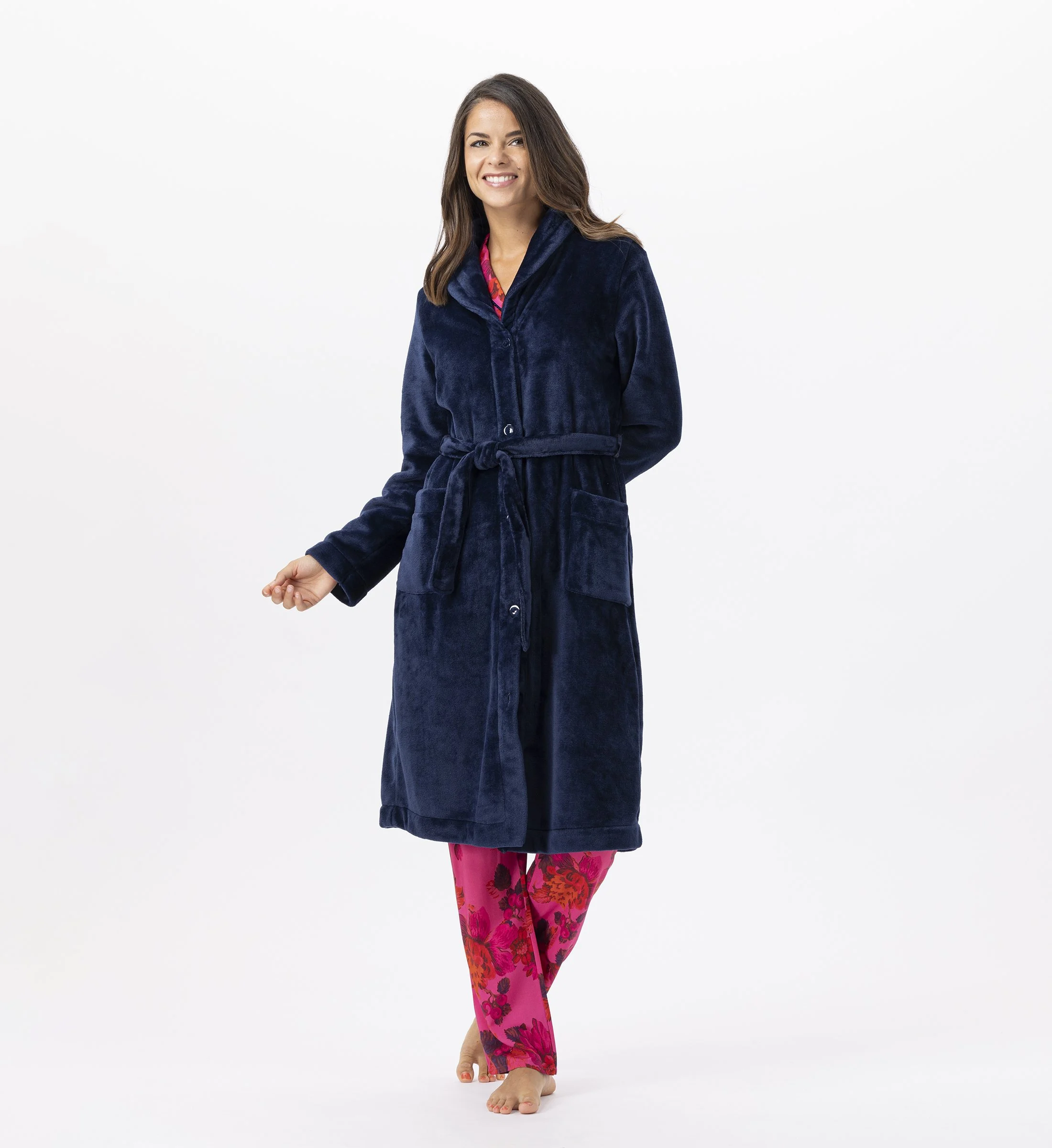 ESSENTIEL H51B - Robe de chambre en peluche flanelle | Bleu