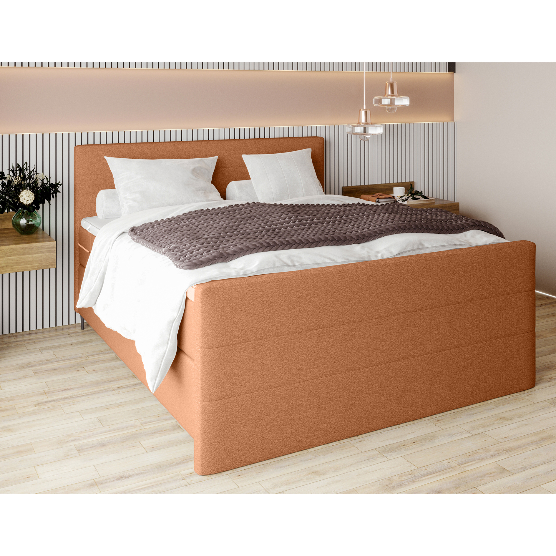 Boxspringbett - rost - inklusive Topper - 180x200 cm