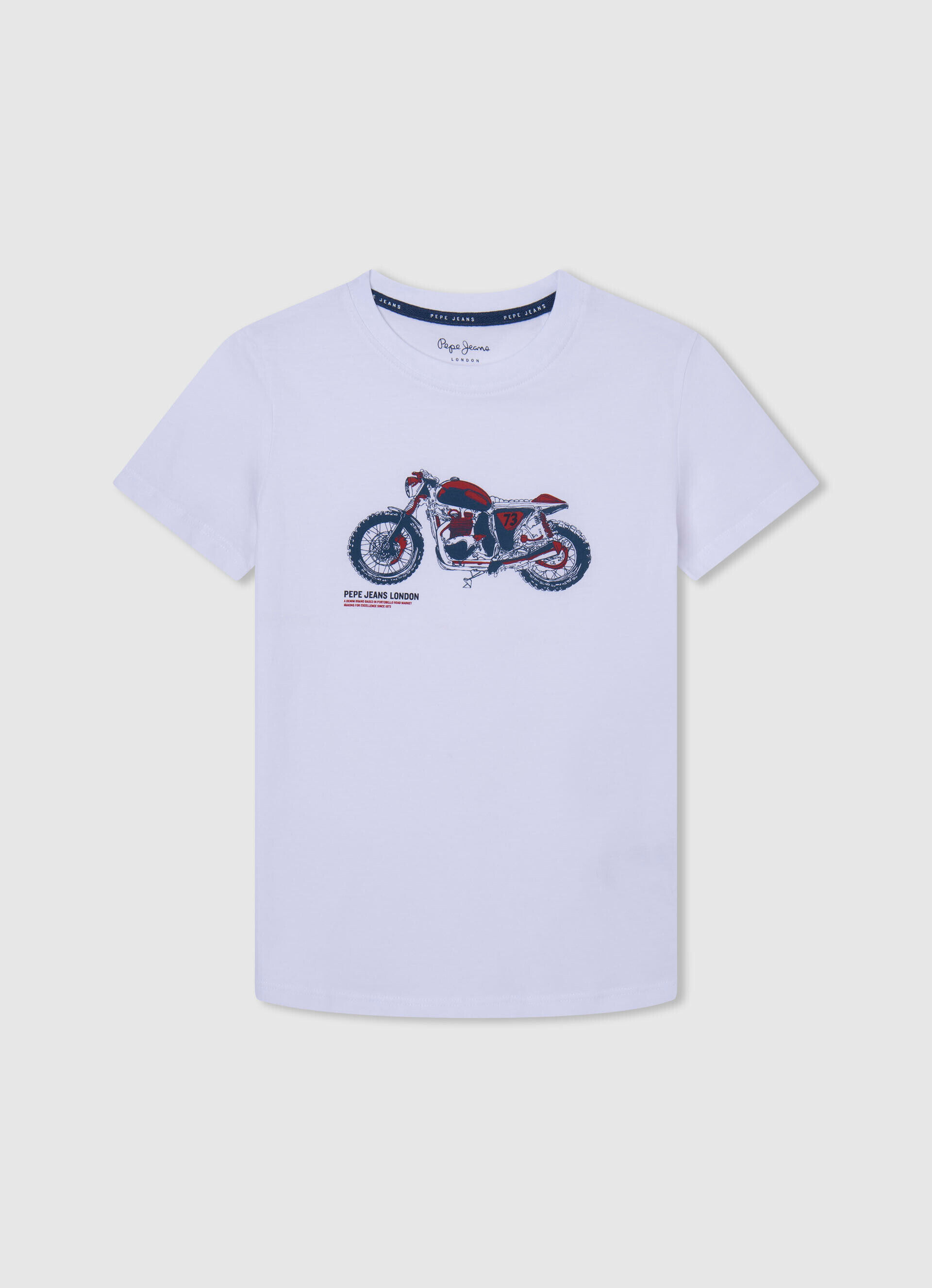 CAMISETA COM ESTAMPA DE MOTOCICLETA - branca