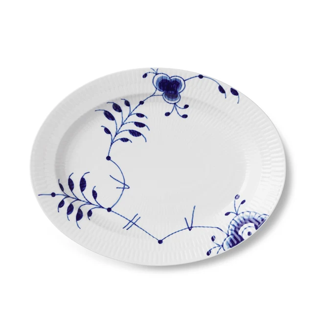 Royal Copenhagen  Blå Mega riflet fad - 30,5 cm.